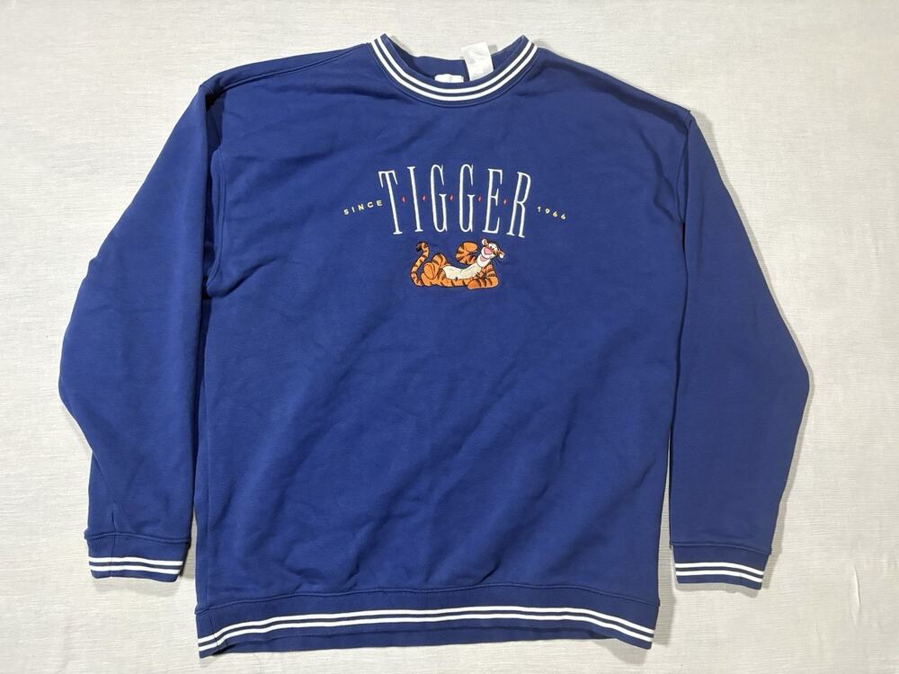Disney Winnie The Pooh Vintage Embroidered Crew Neck Sweatshirt Tigger Size XL
